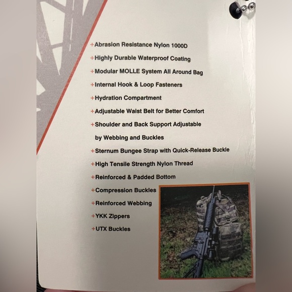 TACTICAL BACKPACK RANGE HIKING MOUNTAINS NWT - Picture 3 of 5